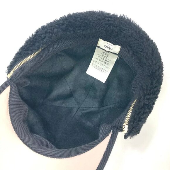 FENDI FXQ679 logo Flight cap With bore hat polyester pink
